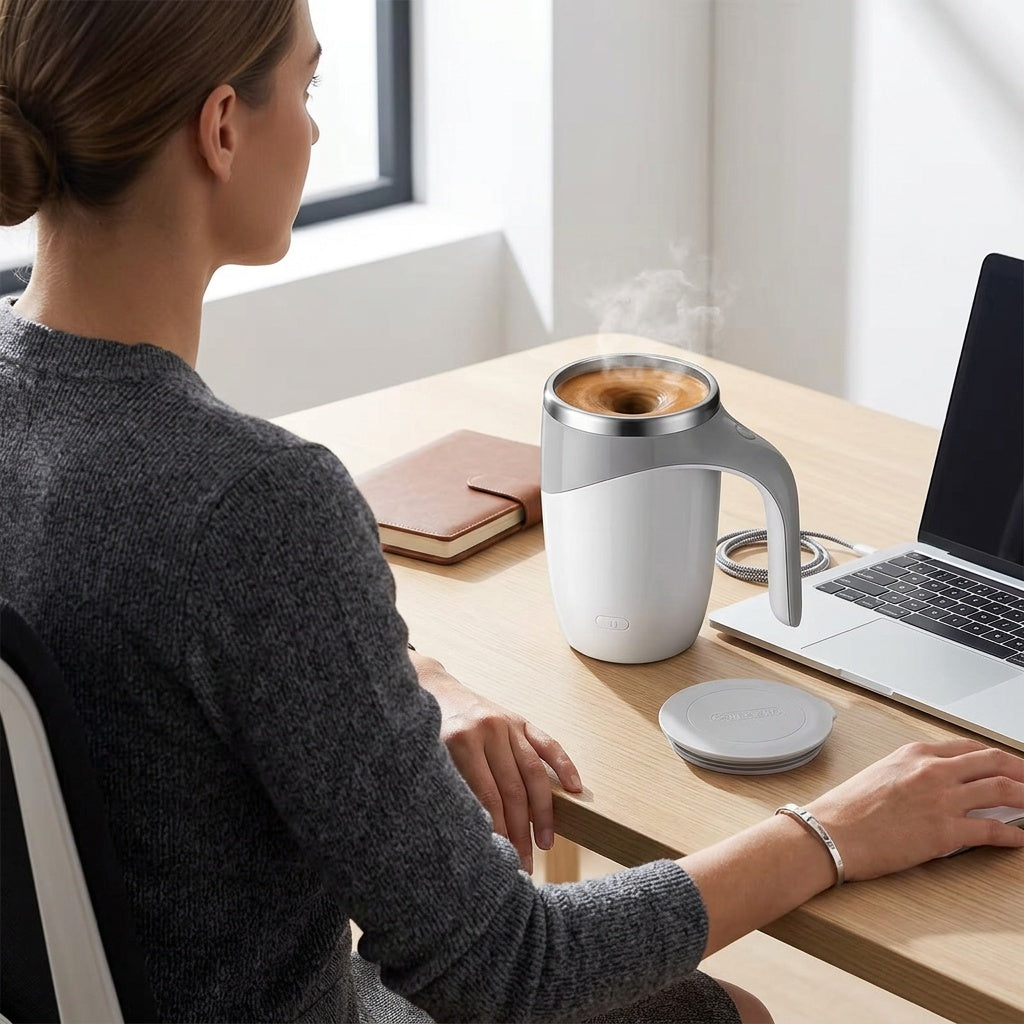 Self-Stirring Coffee Mug with Automatic Mixing